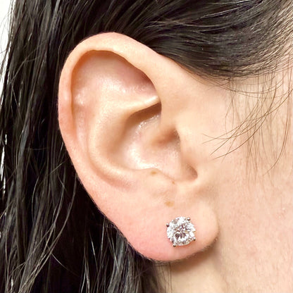 Solid 14K Gold 3 Carat Lab Grown Diamond Stud Earrings - WeilJewelry