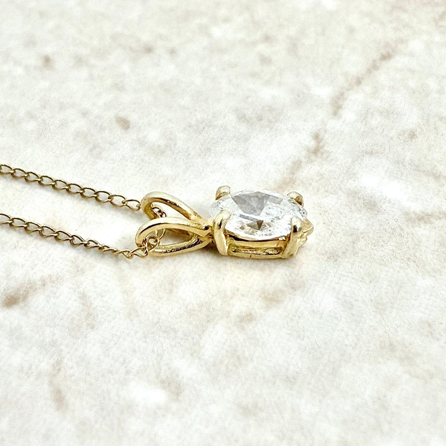 Solid 14K Yellow Gold 0.50 Carat Natural Marquise Diamond Solitaire Necklace - WeilJewelry