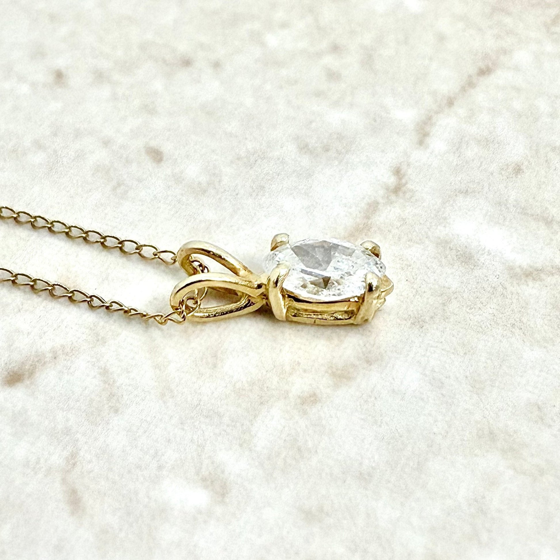 Solid 14K Yellow Gold 0.50 Carat Natural Marquise Diamond Solitaire Necklace - WeilJewelry