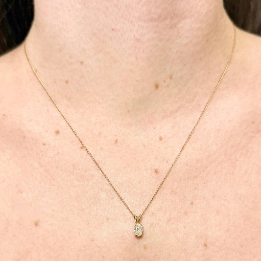 Solid 14K Yellow Gold 0.50 Carat Natural Marquise Diamond Solitaire Necklace - WeilJewelry