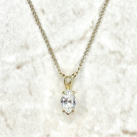 Solid 14K Yellow Gold 0.50 Carat Natural Marquise Diamond Solitaire Necklace - WeilJewelry