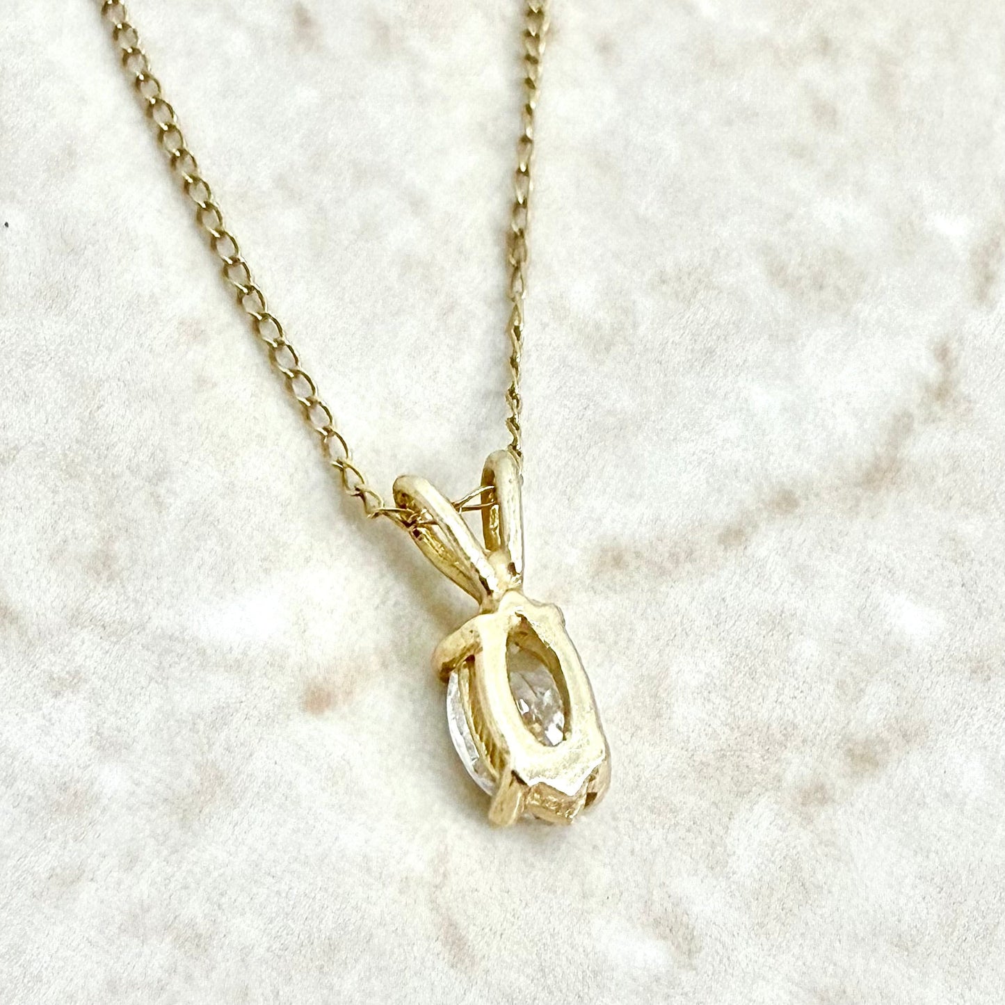 Solid 14K Yellow Gold 0.50 Carat Natural Marquise Diamond Solitaire Necklace - WeilJewelry