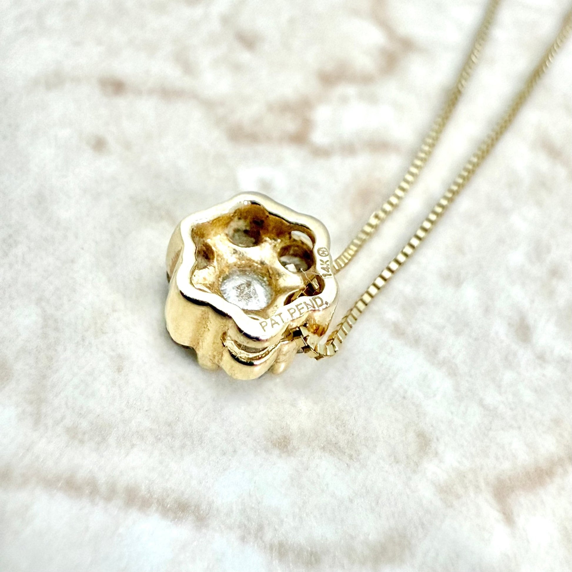 Solid 14K Yellow Gold 1/2 Carat Diamond Cluster Pendant Necklace - WeilJewelry
