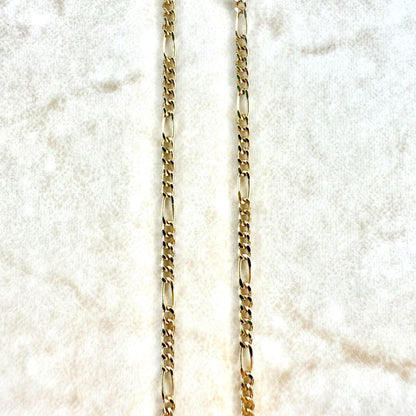 Solid 14K Yellow Gold 18 - Inch Figaro Chain Necklace - WeilJewelry
