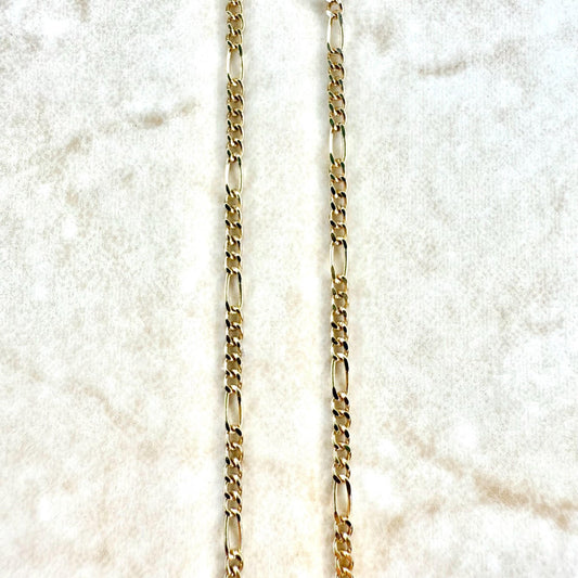 Solid 14K Yellow Gold 18 - Inch Figaro Chain Necklace - WeilJewelry
