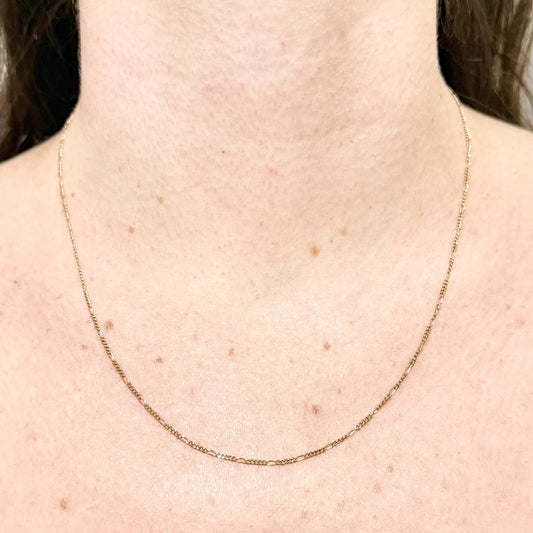 Solid 14K Yellow Gold 18 - Inch Figaro Chain Necklace - WeilJewelry