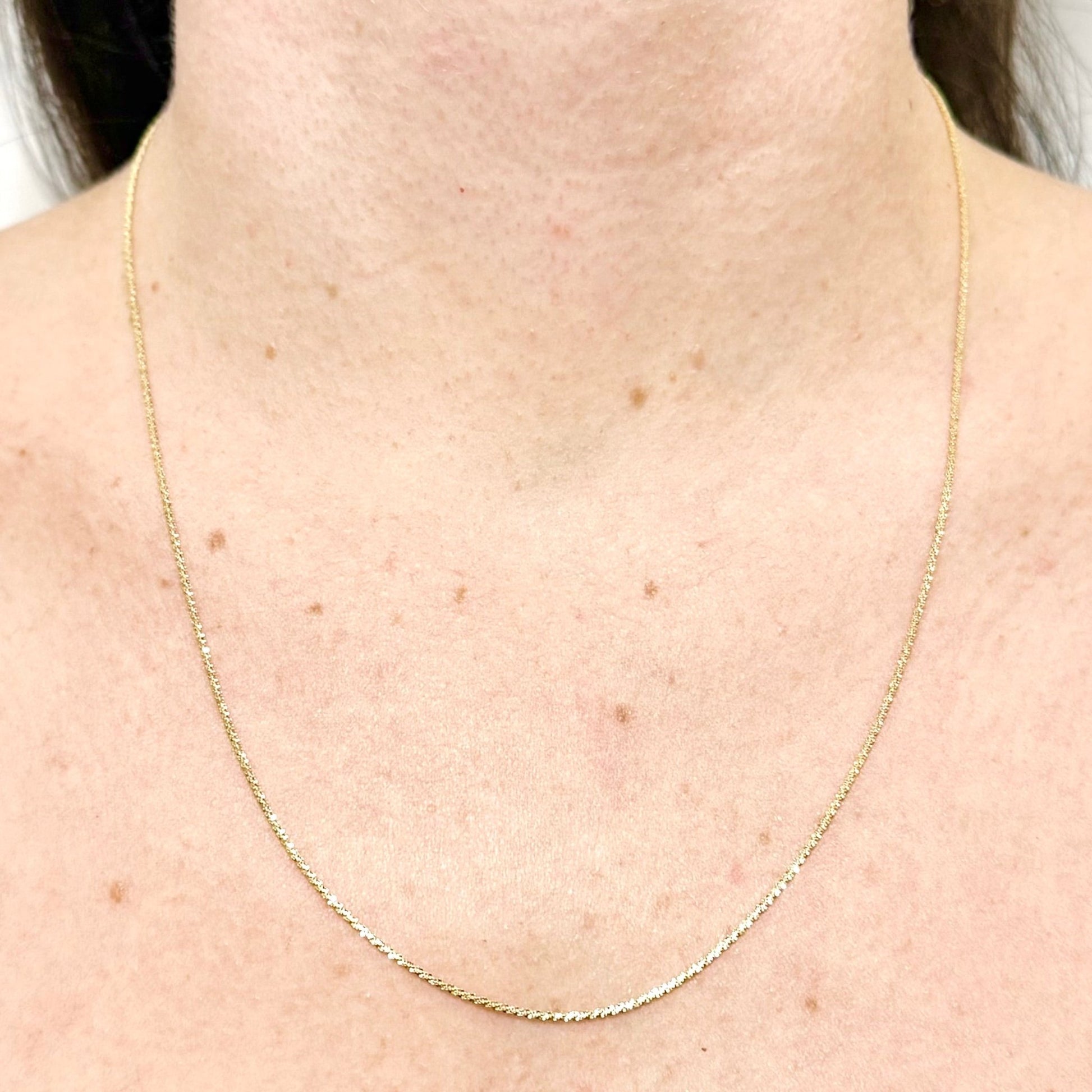 Solid 14K Yellow Gold 20 - Inch Sparkle Chain Necklace Inches - WeilJewelry