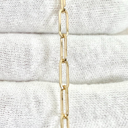Solid 14K Yellow Gold Paperclip Bracelet 7 Inches 3.2 MM - WeilJewelry