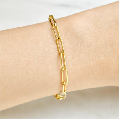 Solid 14K Yellow Gold Paperclip Bracelet 7 Inches 3.2 MM - WeilJewelry