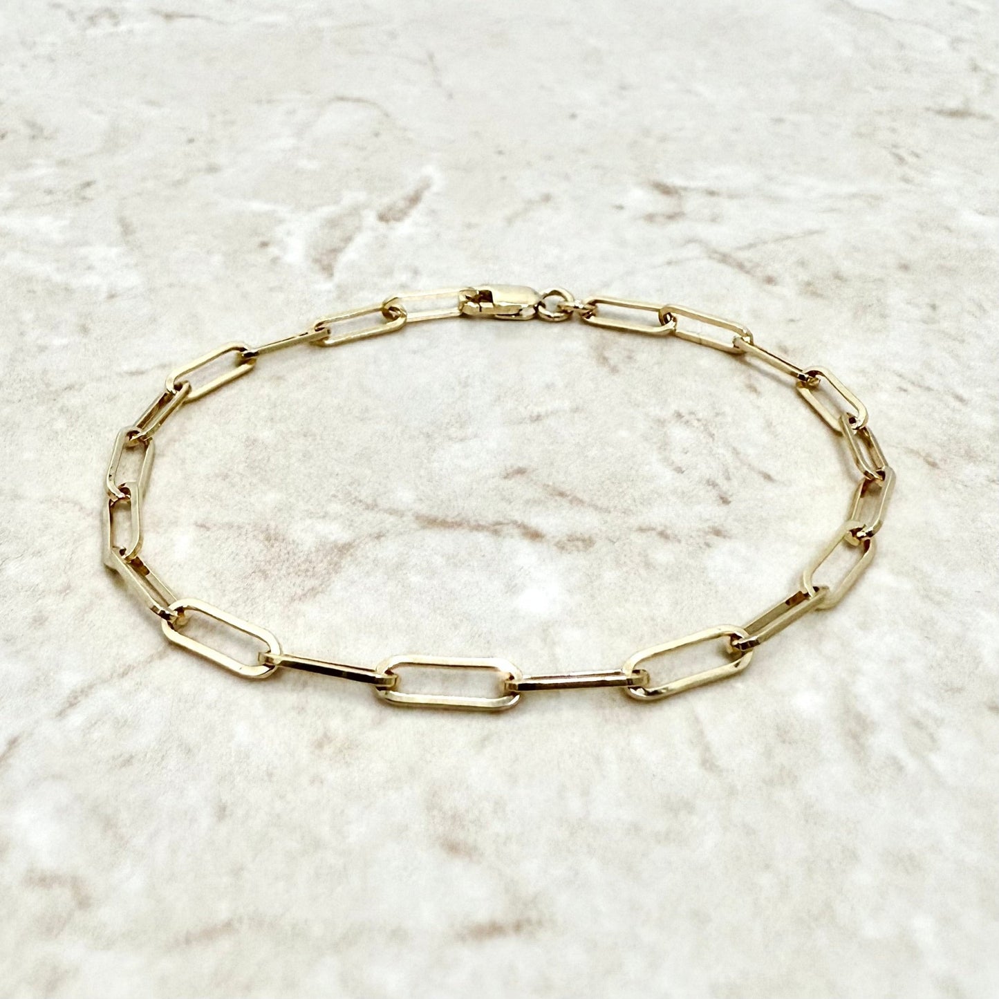 Solid 14K Yellow Gold Paperclip Bracelet 7 Inches 3.2 MM - WeilJewelry