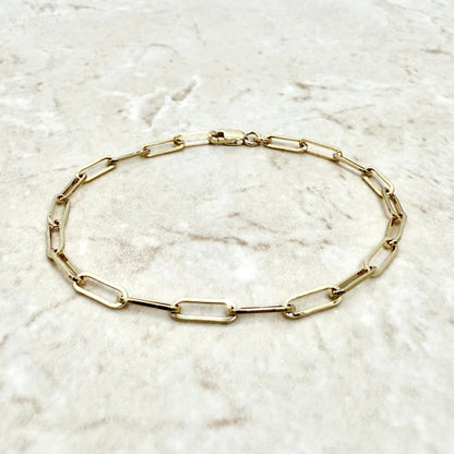 Solid 14K Yellow Gold Paperclip Bracelet 7 Inches 3.2 MM - WeilJewelry