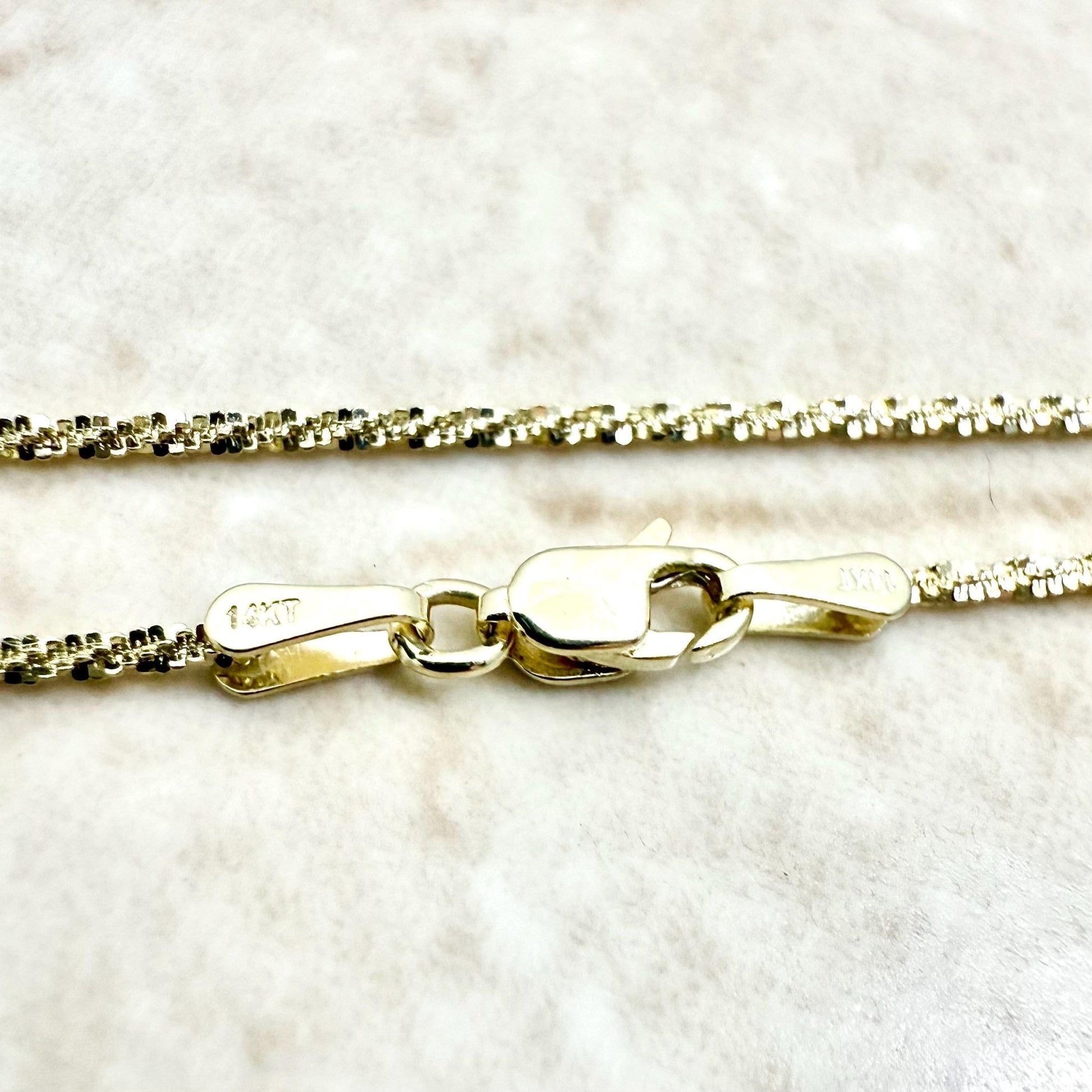 Solid 14K Yellow Gold Sparkle Chain Necklace Inches - WeilJewelry