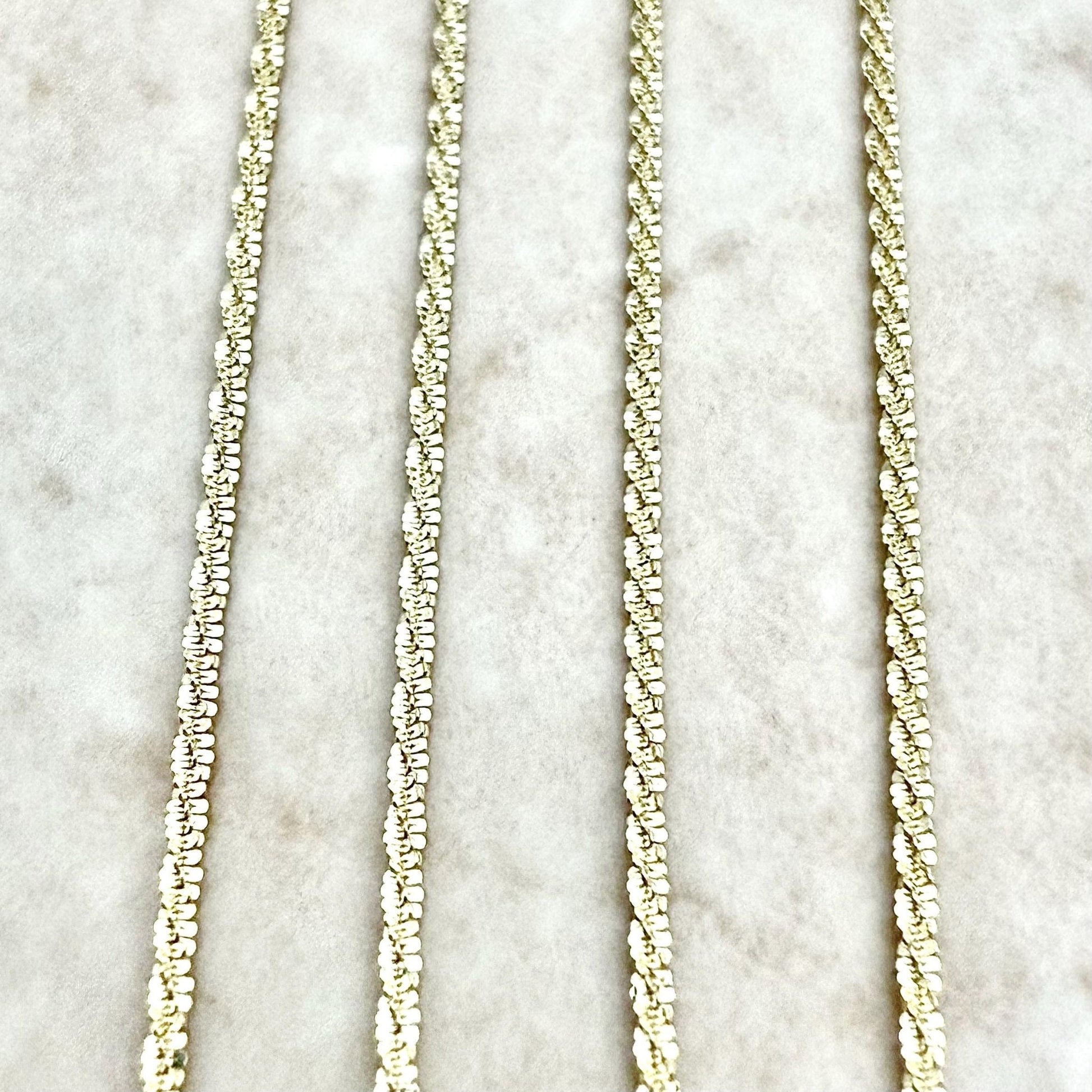 Solid 14K Yellow Gold Sparkle Chain Necklace Inches - WeilJewelry
