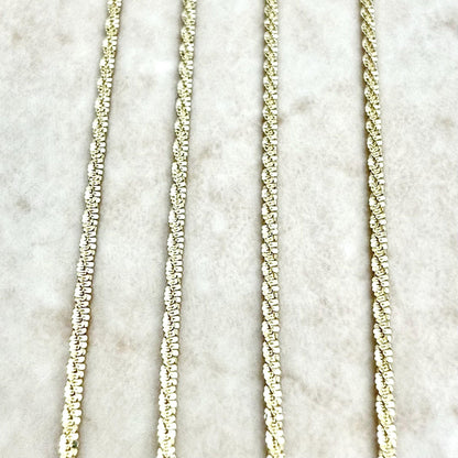Solid 14K Yellow Gold Sparkle Chain Necklace Inches - WeilJewelry