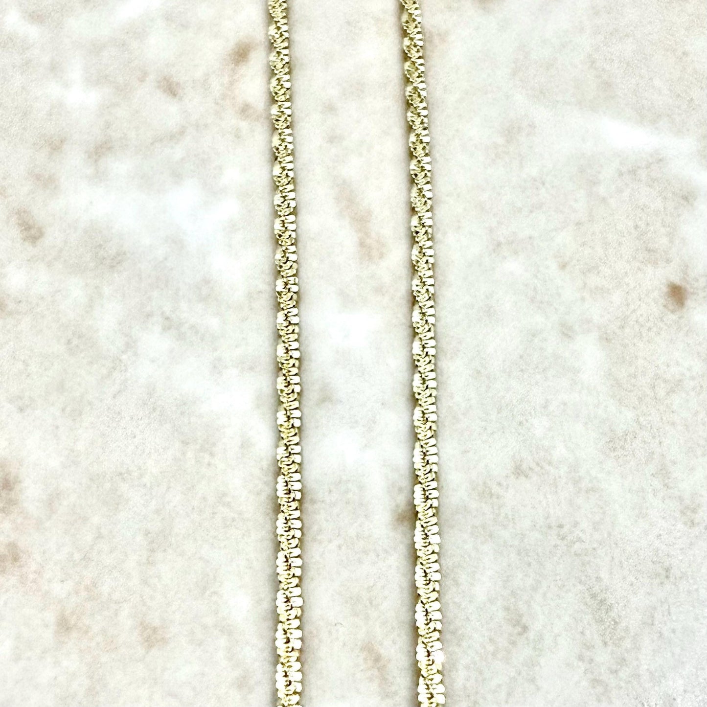 Solid 14K Yellow Gold Sparkle Chain Necklace Inches - WeilJewelry