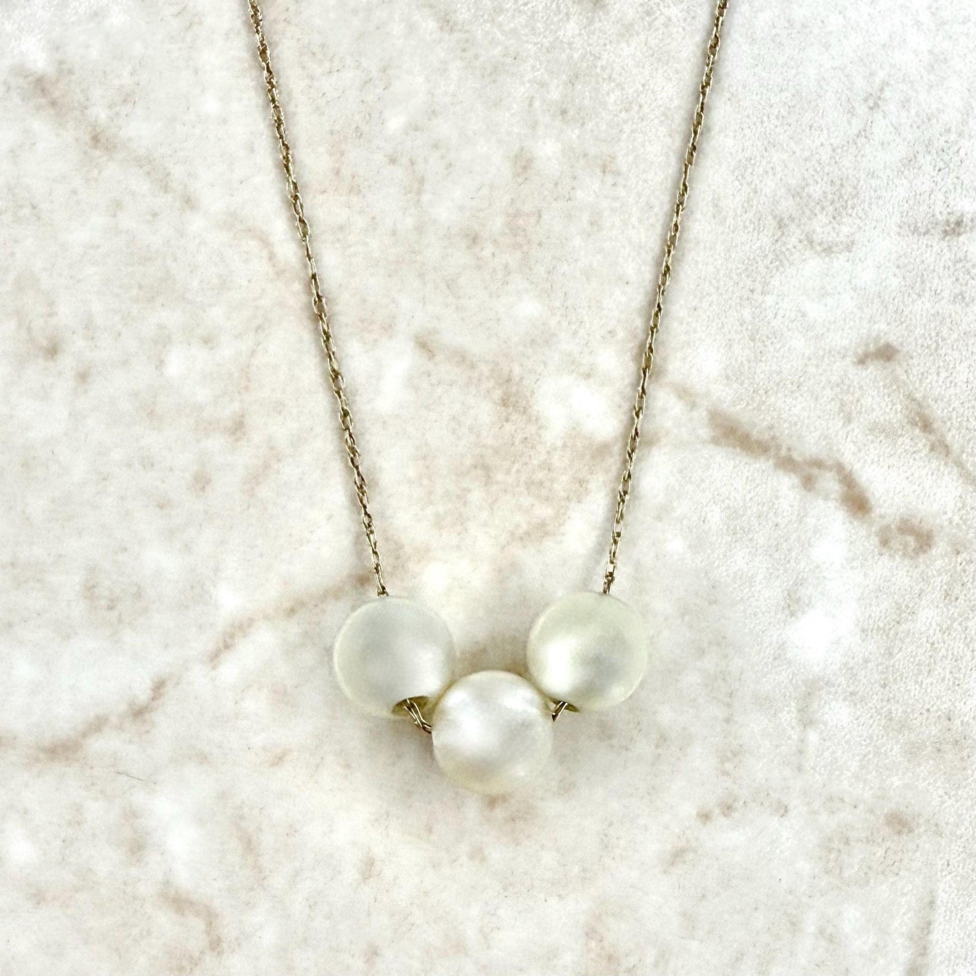 Solid 14K Yellow Gold White Pearl Pendant Necklace - WeilJewelry