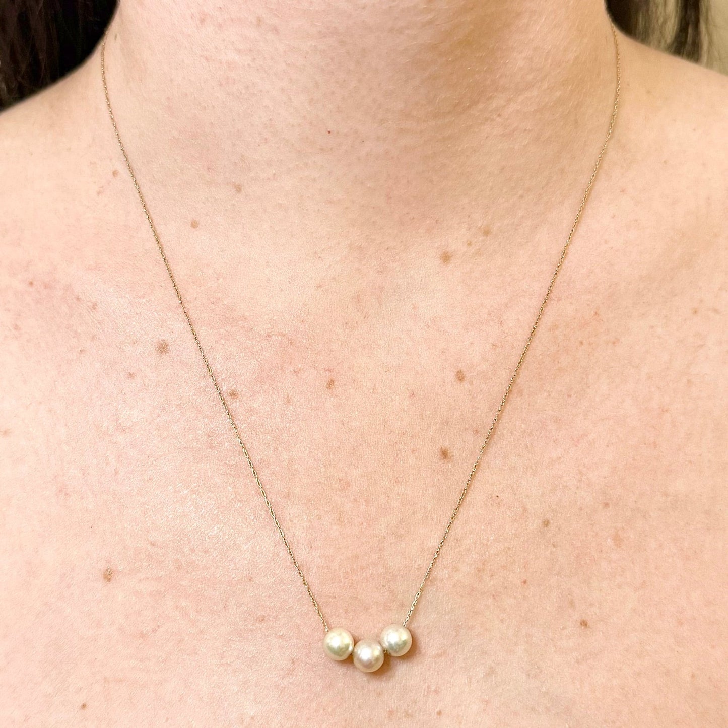 Solid 14K Yellow Gold White Pearl Pendant Necklace - WeilJewelry