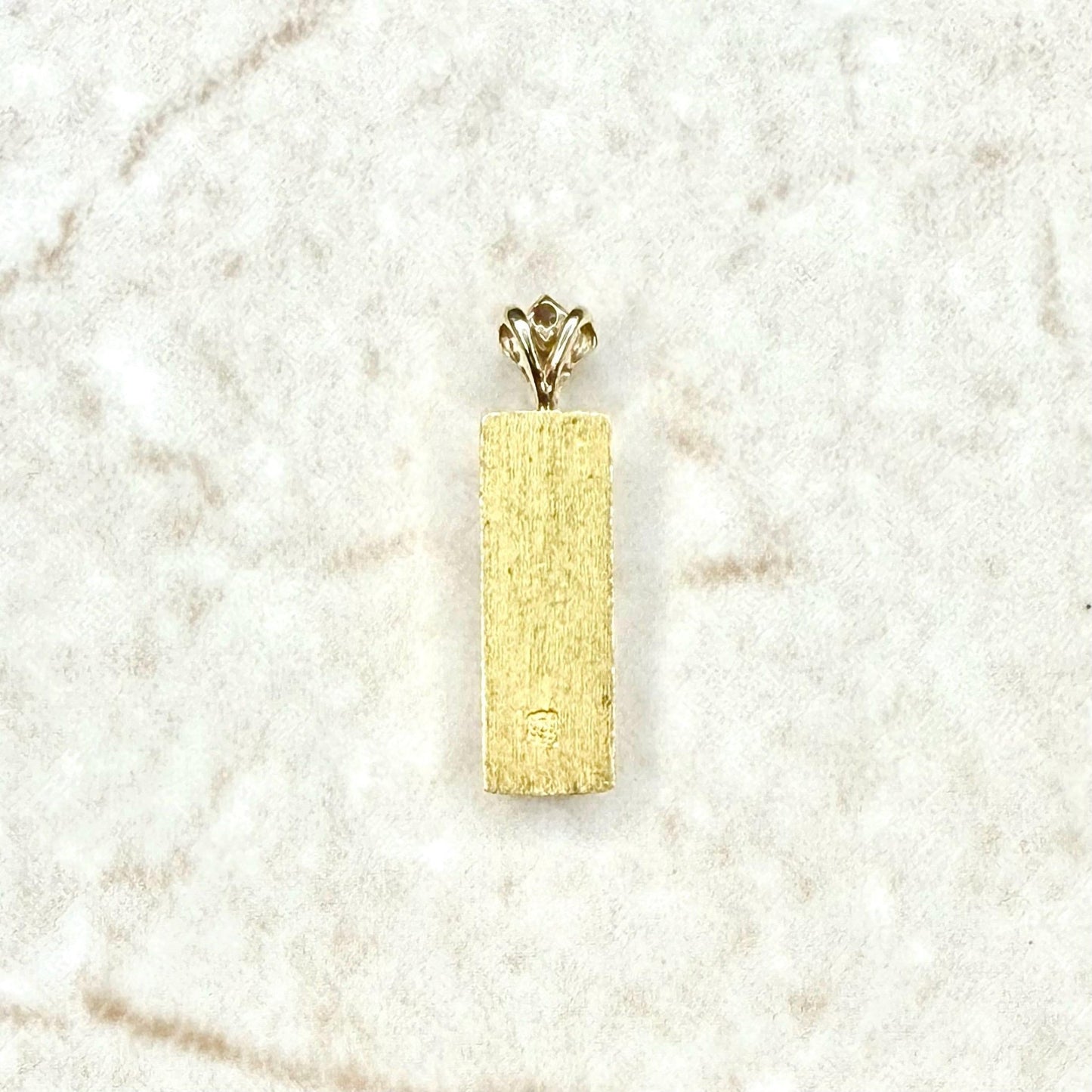 Solid 24K Pure Gold Bar Charm Pendant With Diamond Accent - WeilJewelry
