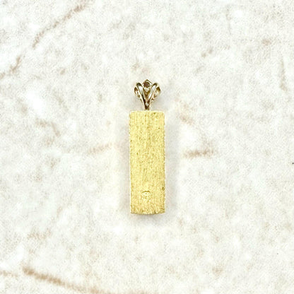 Solid 24K Pure Gold Bar Charm Pendant With Diamond Accent - WeilJewelry