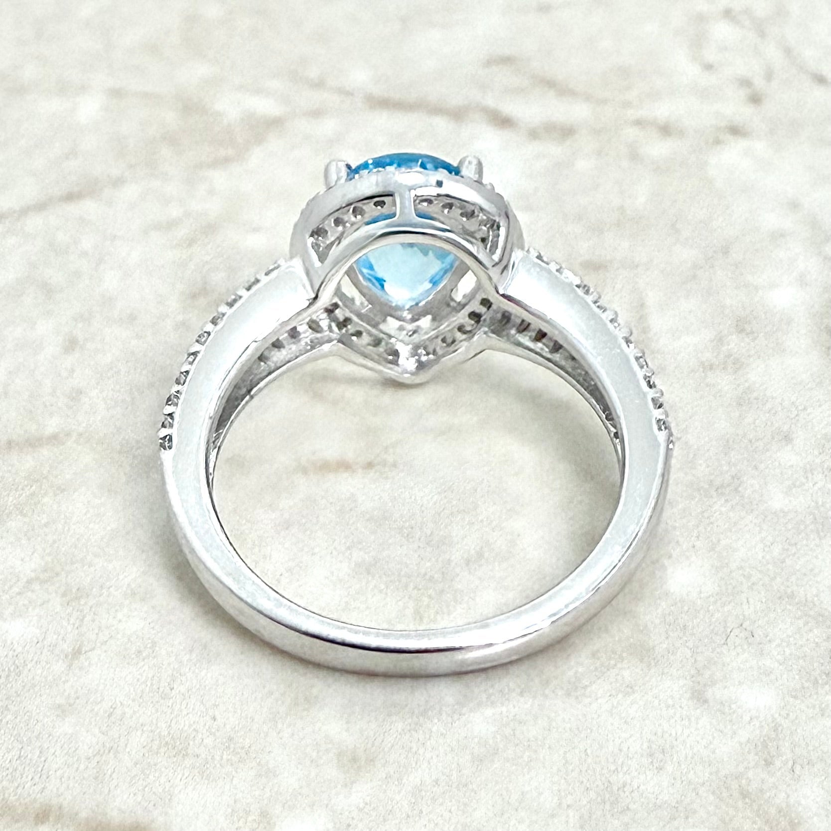 Sterling Silver White & Blue Topaz Halo Ring - WeilJewelry