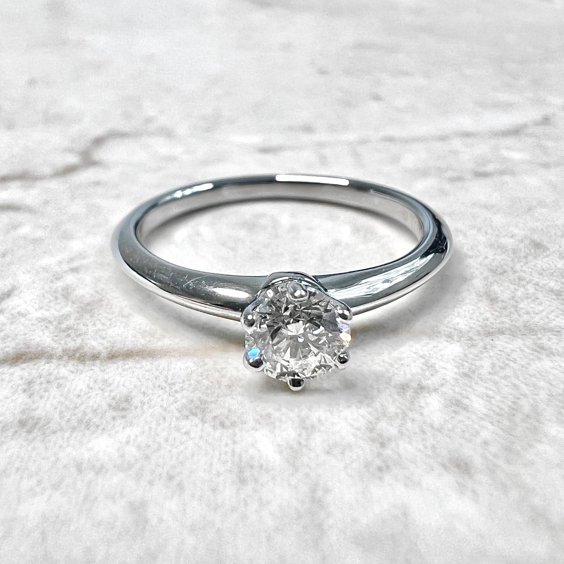 Tiffany & Co. Platinum 0.32 CT H VVS2 Diamond Solitaire Engagement Ring - WeilJewelry