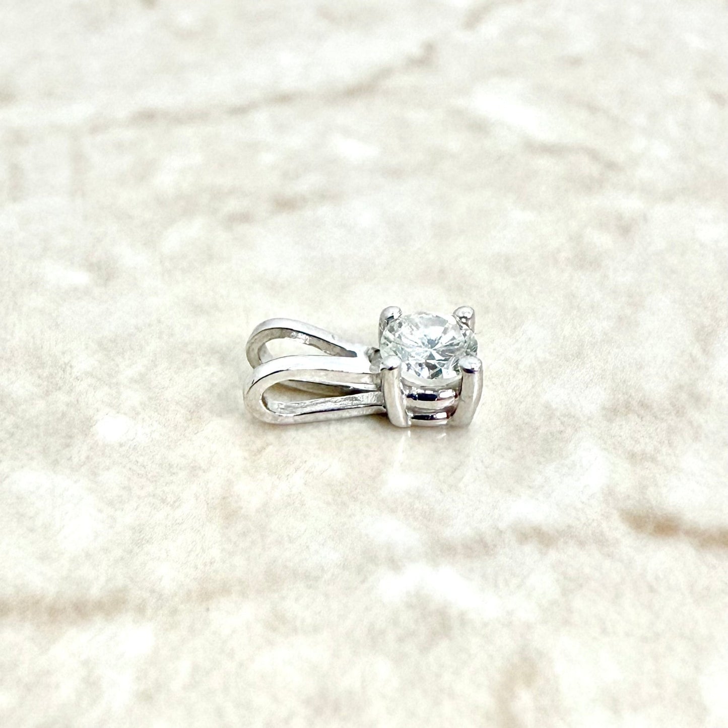 Tiny 14K White Gold 0.15 Carat Natural Diamond Solitaire Pendant - WeilJewelry