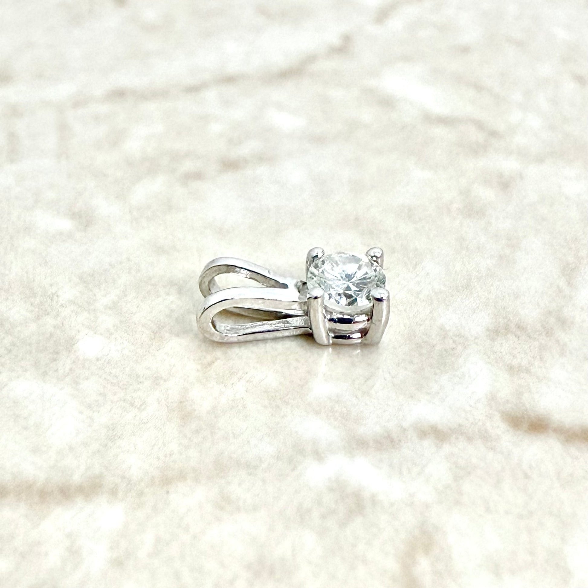 Tiny 14K White Gold 0.15 Carat Natural Diamond Solitaire Pendant - WeilJewelry