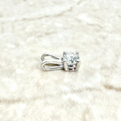 Tiny 14K White Gold 0.15 Carat Natural Diamond Solitaire Pendant - WeilJewelry