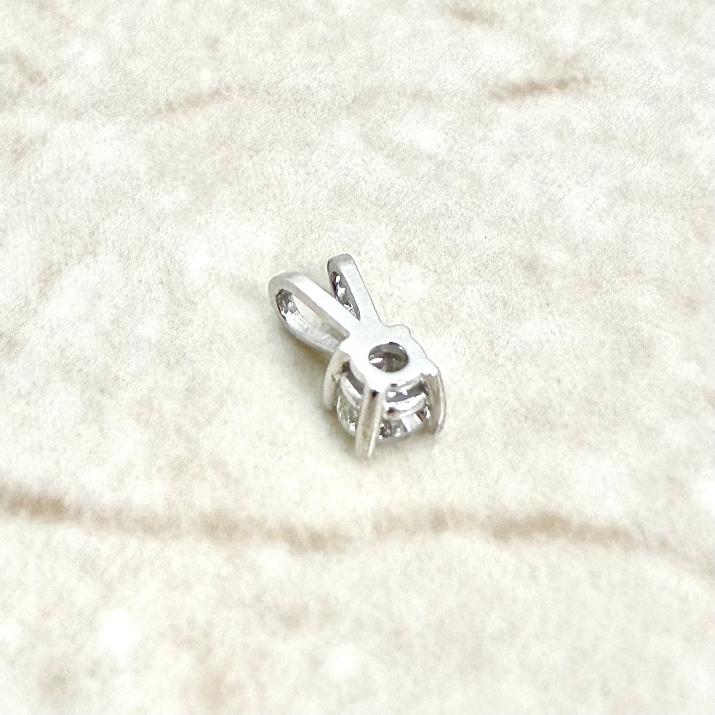 Tiny 14K White Gold 0.15 Carat Natural Diamond Solitaire Pendant - WeilJewelry