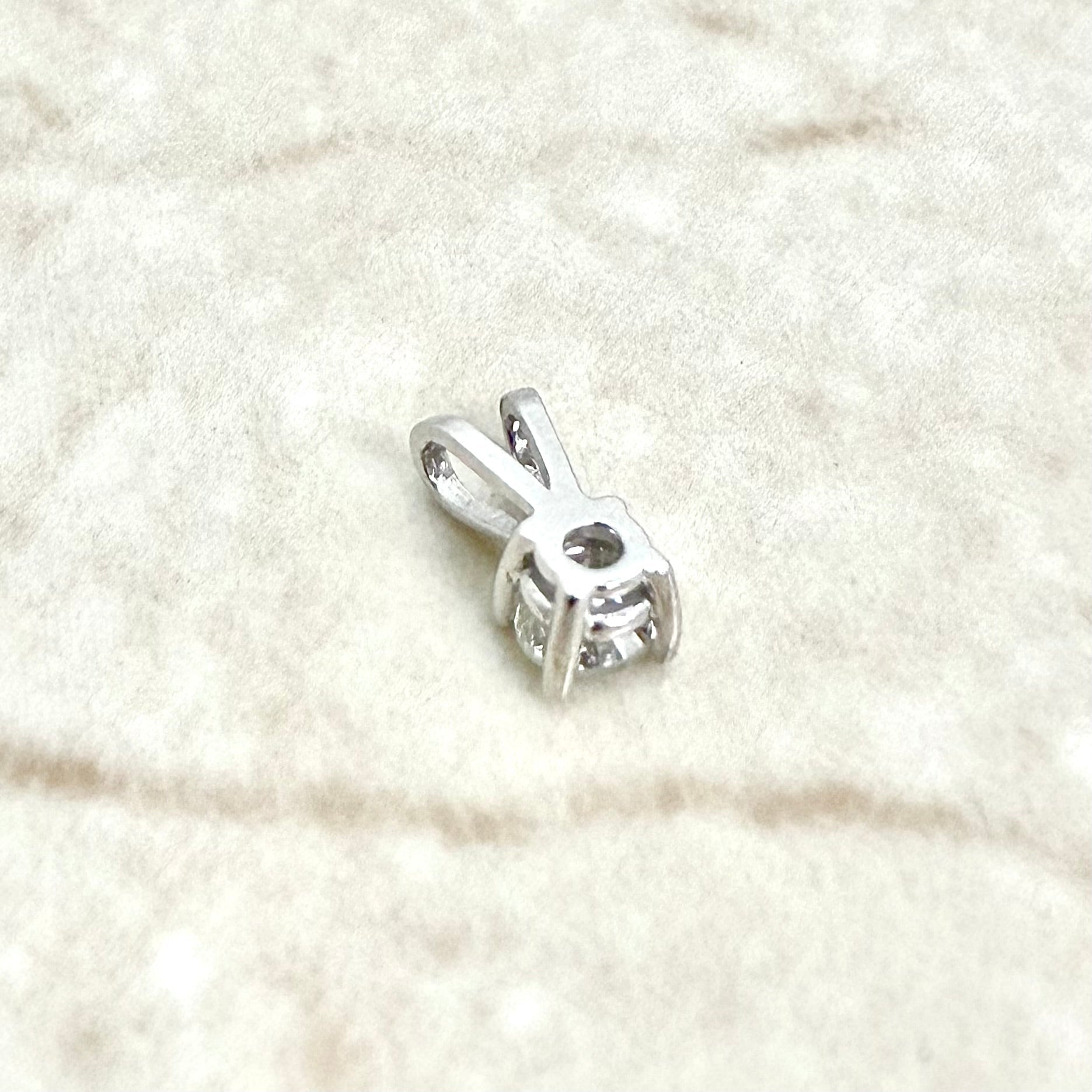 Tiny 14K White Gold 0.15 Carat Natural Diamond Solitaire Pendant - WeilJewelry