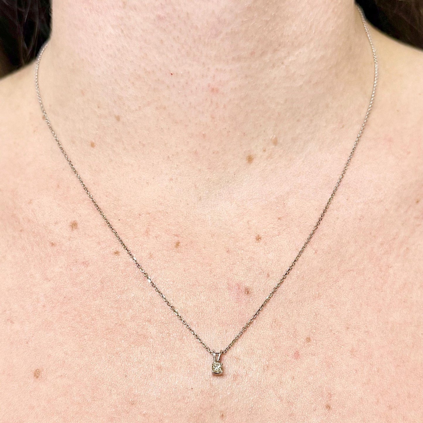 Tiny 14K White Gold 0.15 Carat Natural Diamond Solitaire Pendant - WeilJewelry