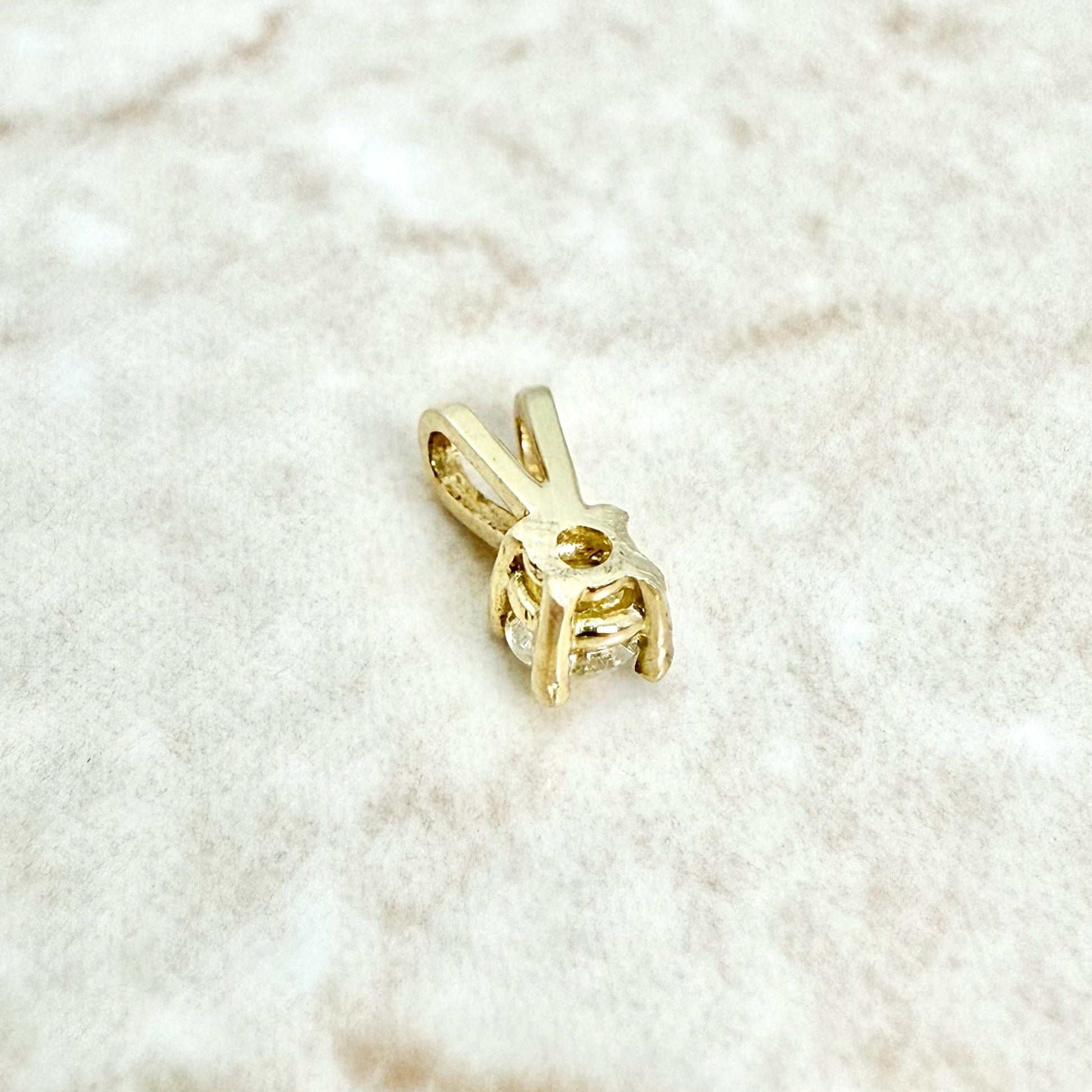 Tiny 14K Yellow Gold 0.10 Carat Natural Diamond Solitaire Pendant - WeilJewelry