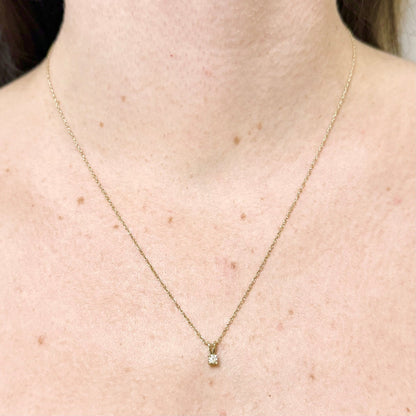 Tiny 14K Yellow Gold 0.10 Carat Natural Diamond Solitaire Pendant - WeilJewelry