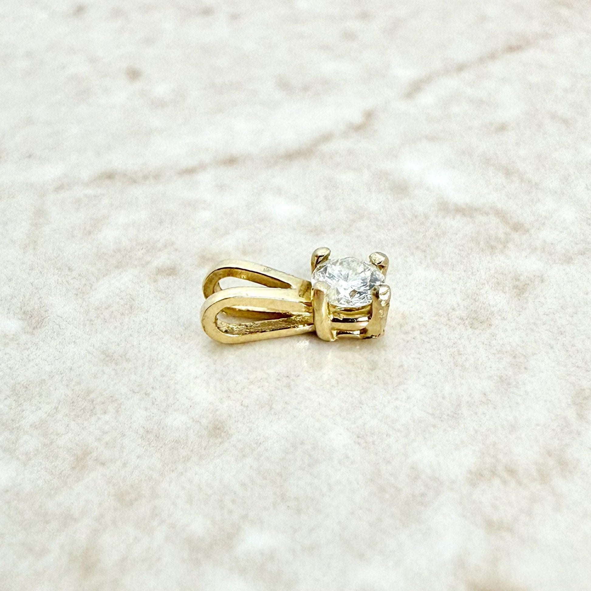 Tiny 14K Yellow Gold 0.10 Carat Natural Diamond Solitaire Pendant - WeilJewelry