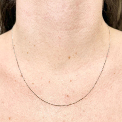 USA Made Solid 14K White Gold 18 - Inch Curb Chain Necklace 1 MM - WeilJewelry