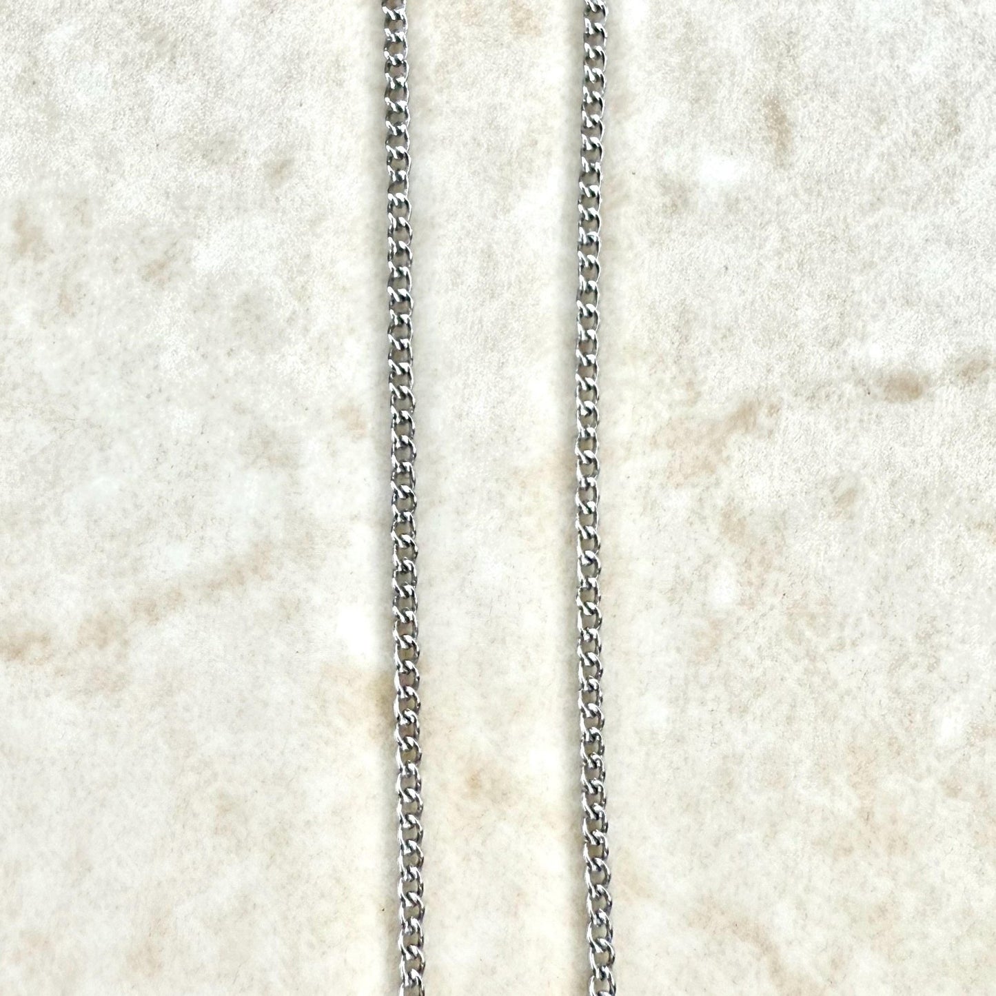 USA Made Solid 14K White Gold 18 - Inch Curb Chain Necklace 1 MM - WeilJewelry