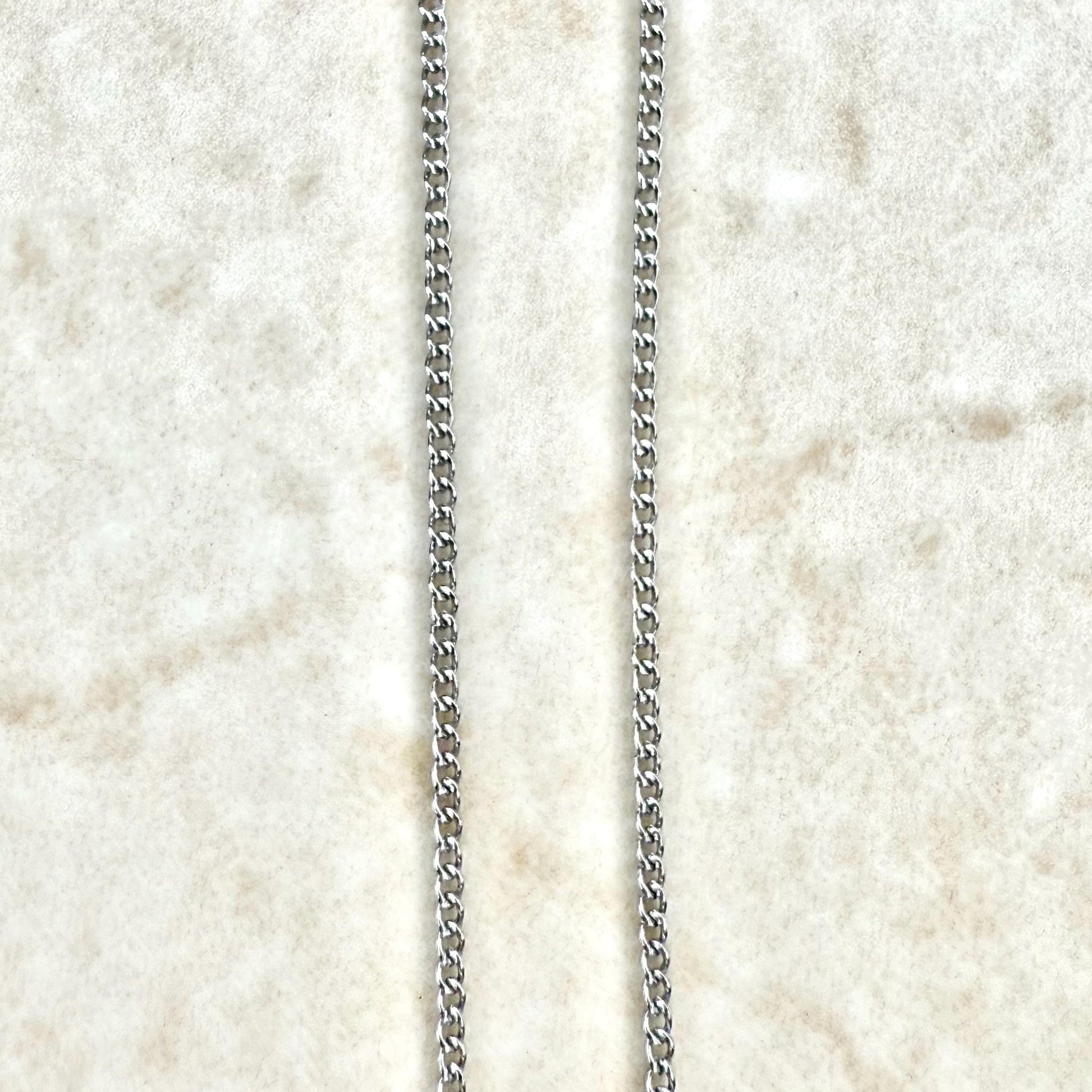 USA Made Solid 14K White Gold 18 - Inch Curb Chain Necklace 1 MM - WeilJewelry