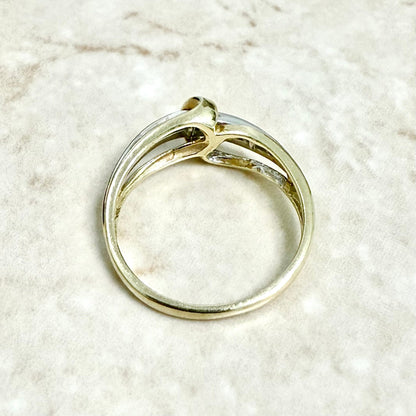 Vintage 10 Karat Two - Tone Diamond Crossover Ring - WeilJewelry