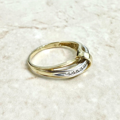 Vintage 10 Karat Two - Tone Diamond Crossover Ring - WeilJewelry