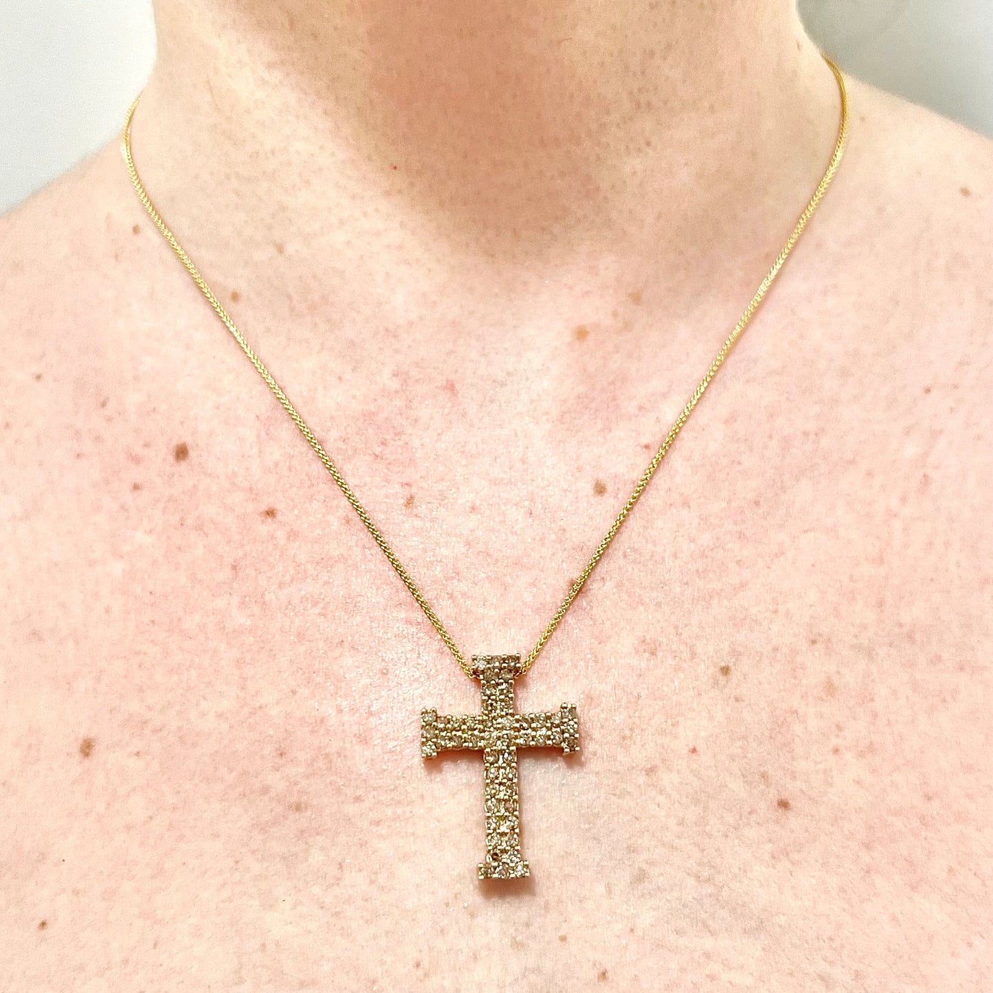 Vintage 10 Karat Yellow Gold 1.20 Carat Brown Diamond Cross Pendant - WeilJewelry