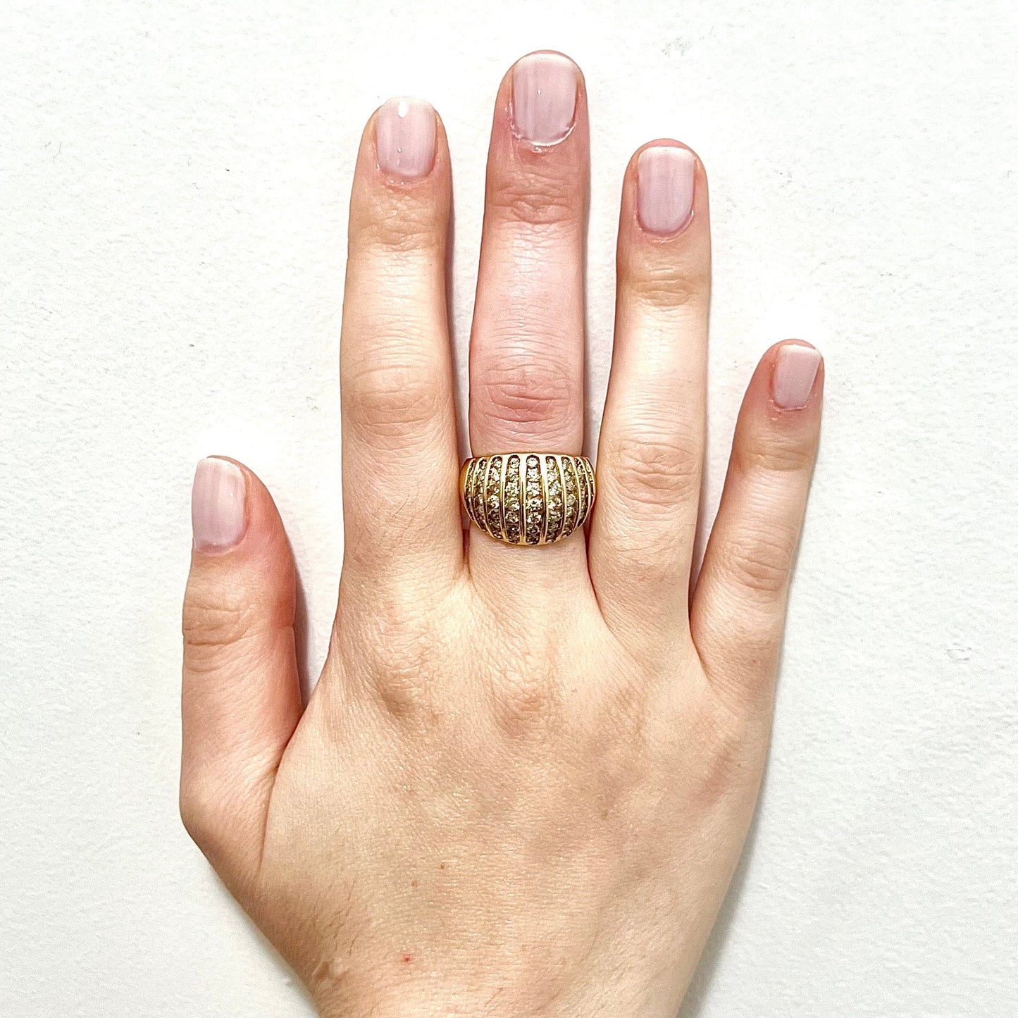 Vintage 10 Karat Yellow Gold 1.5 Carat Natural Diamond Dome Ring - WeilJewelry