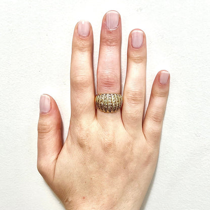 Vintage 10 Karat Yellow Gold 1.5 Carat Natural Diamond Dome Ring - WeilJewelry
