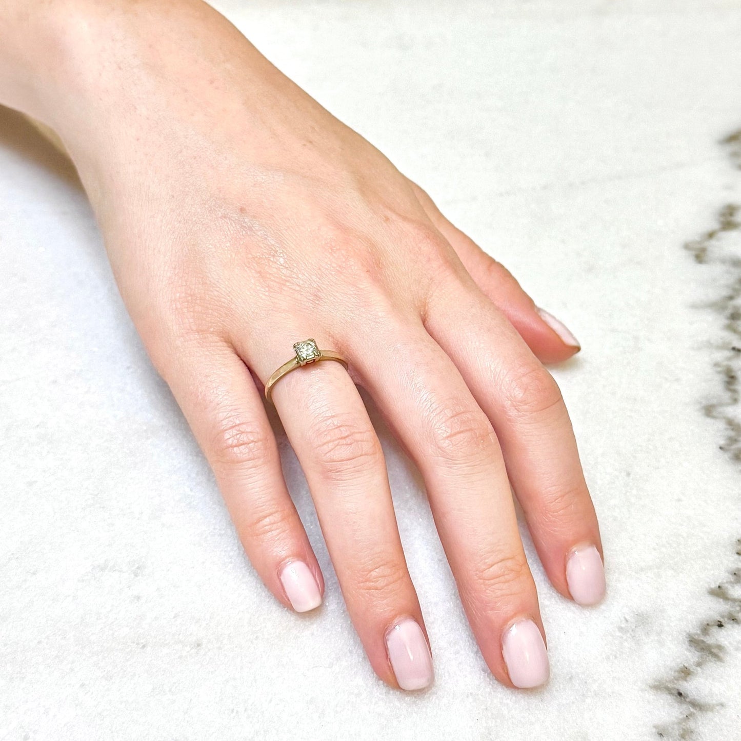 Vintage 14 Karat Gold 0.21 Carat Natural Diamond Solitaire Engagement Ring - WeilJewelry