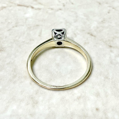 Vintage 14 Karat Two - Tone Gold 0.12 Carat Natural Diamond Solitaire Ring - WeilJewelry
