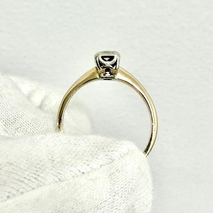 Vintage 14 Karat Two - Tone Gold 0.12 Carat Natural Diamond Solitaire Ring - WeilJewelry