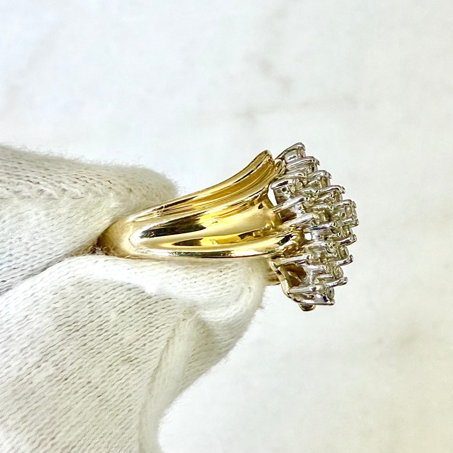 Vintage 14 Karat Two - Tone Gold 1/2 Carat Diamond Cluster Ring - WeilJewelry