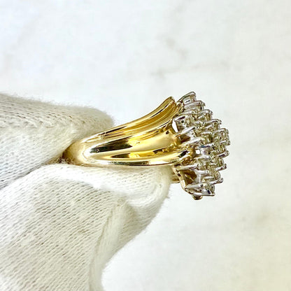 Vintage 14 Karat Two - Tone Gold 1/2 Carat Diamond Cluster Ring - WeilJewelry