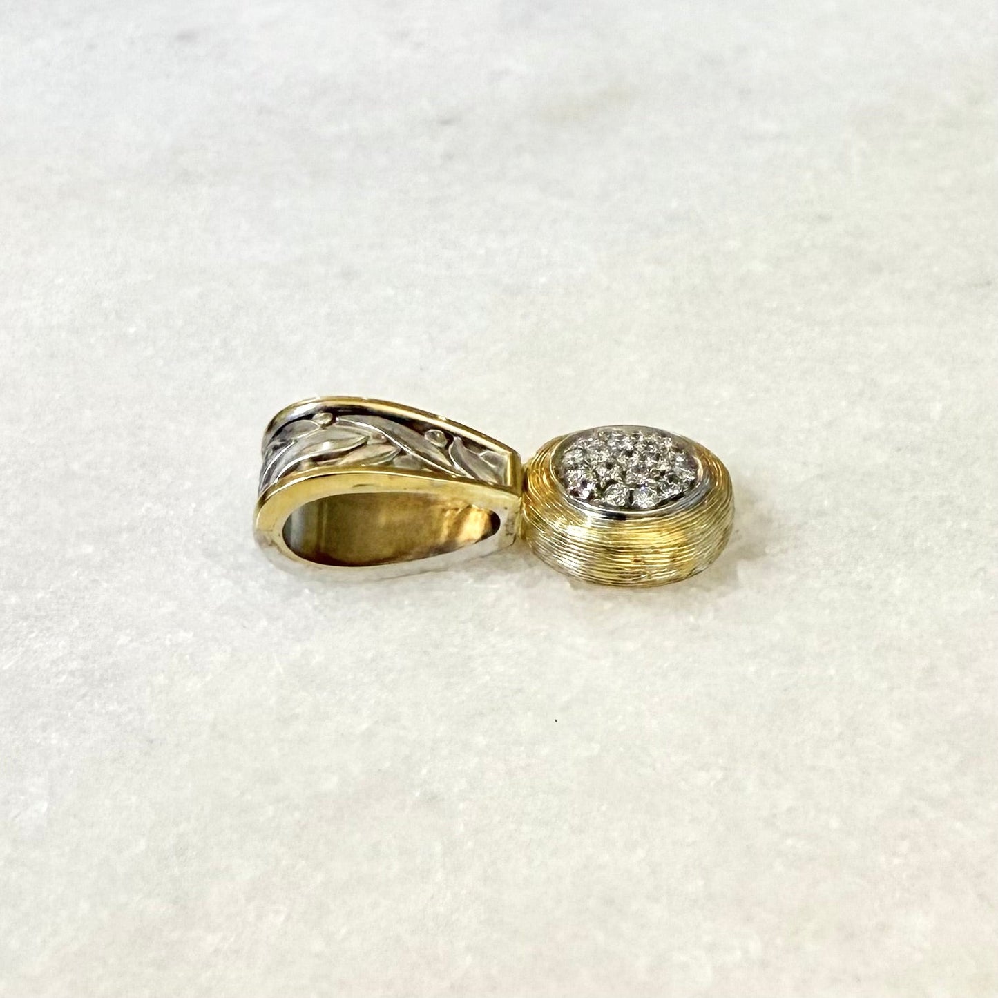 Vintage 14 Karat Two - Tone Gold Pave Diamond Cluster Pendant - WeilJewelry