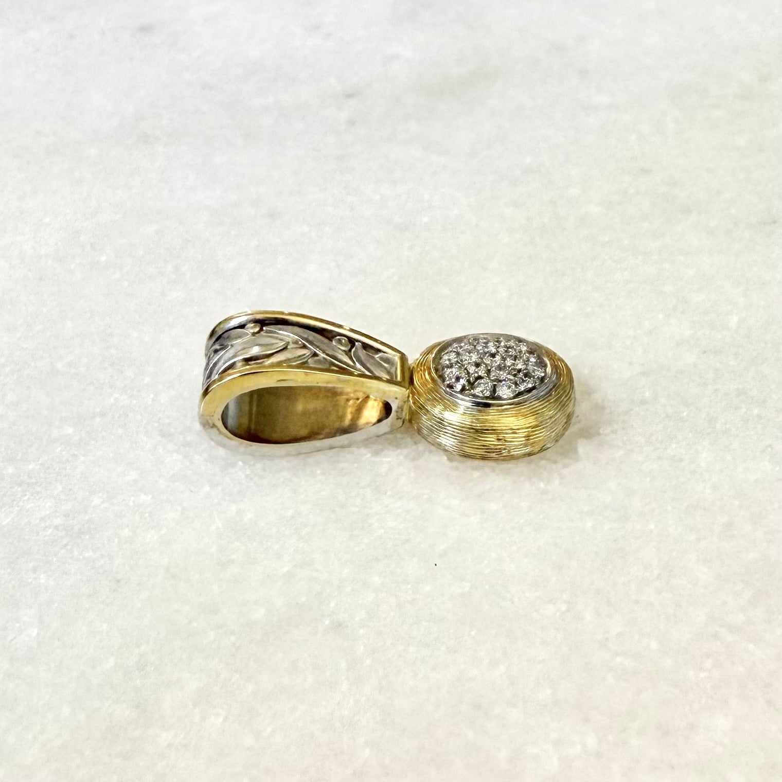 Vintage 14 Karat Two - Tone Gold Pave Diamond Cluster Pendant - WeilJewelry