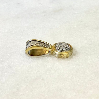 Vintage 14 Karat Two - Tone Gold Pave Diamond Cluster Pendant - WeilJewelry